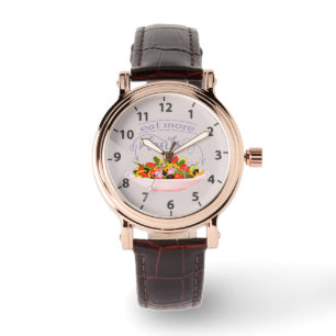Eßt mehr Pflanzen frische Salat Motivation Schrift Armbanduhr