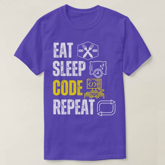 Esst Schlafcode wiederholt lustige Programmierlieb T-Shirt (Design vorne)