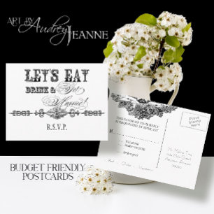 Esst, trinkt und heiratet - Save the Date Postkart Ankündigungspostkarte