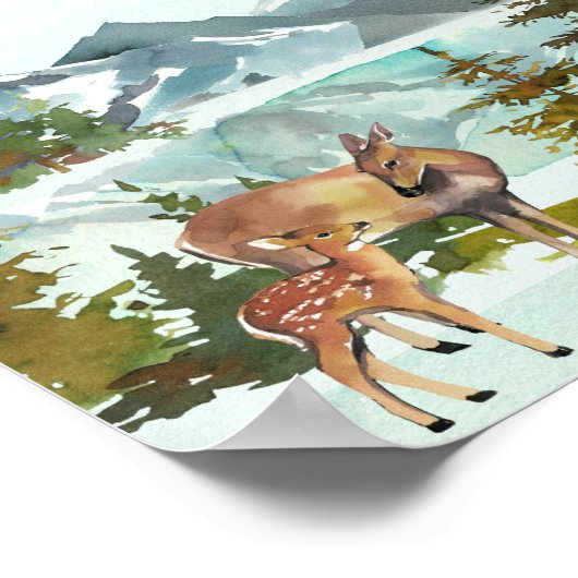 Esstisch Abenteuer Rustikale Hirschbaby-Dusche Poster (Ecke)