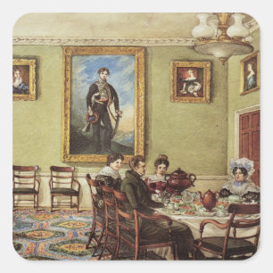 Esszimmer im Langton Hall Quadratischer Aufkleber