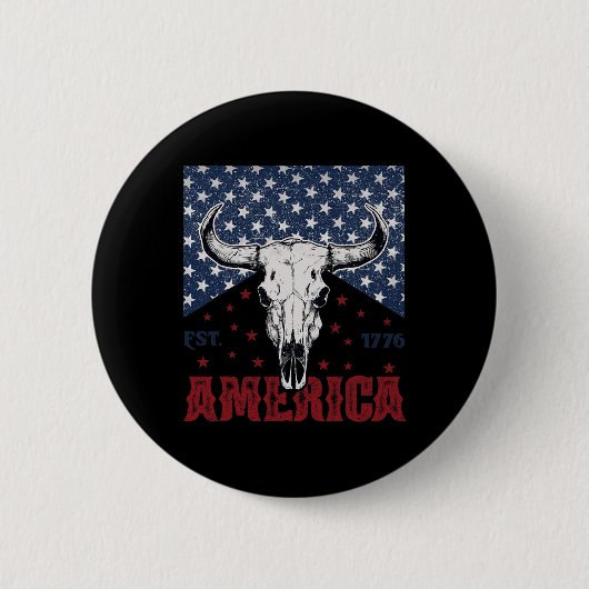 Est 1776 Kuhschädel am 4. Juli Button (Vorderseite)