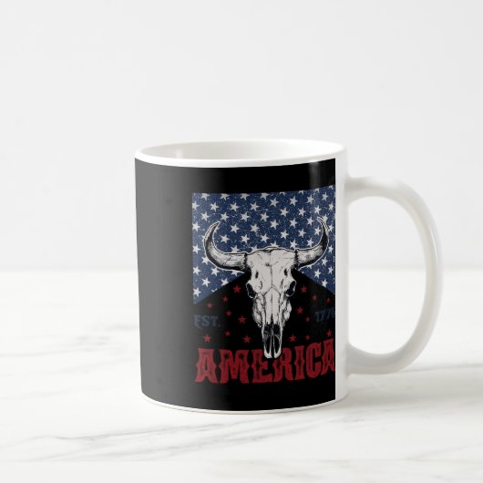 Est 1776 Kuhschädel am 4. Juli Kaffeetasse (Rechts)