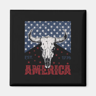 Est 1776 Kuhschädel am 4. Juli Magnet