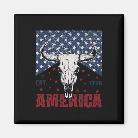 Est 1776 Kuhschädel am 4. Juli Magnet (Vorne)
