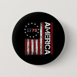 Est 1776 Patriotische US-amerikanische Flagge 4. J Button