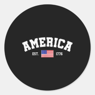 Est 1776 Patriotische US-amerikanische Flagge 4. J Runder Aufkleber