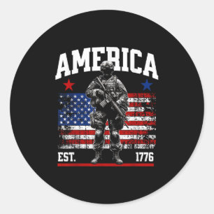 Est 1776 Patriotische US-amerikanische Vintage-Fla Runder Aufkleber