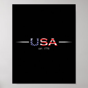 Est 1776 Patriotische USA-Flagge 4. Juli Amerika F Poster