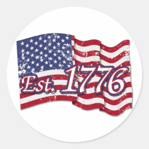  Est. 1776 US-Flagge - Not leidend Runder Aufkleber