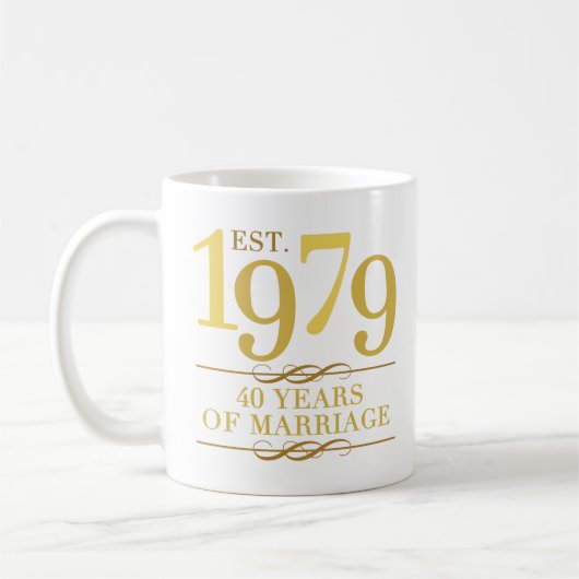 Est. 1979 40. Hochzeitstag Kaffeetasse (Links)