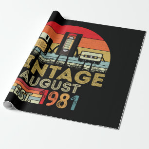 EST 1981 August Vintag 40. Geburtstag Geschenkpapier