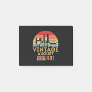 EST 1981 August Vintage 40. Geburtstag Post-it Klebezettel