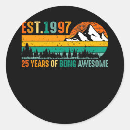 Est. 1997 25 Jahre Phantastisch sein 25. Vintag Runder Aufkleber