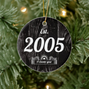 Est. 2005: Klassisches Jahr Keramik Ornament