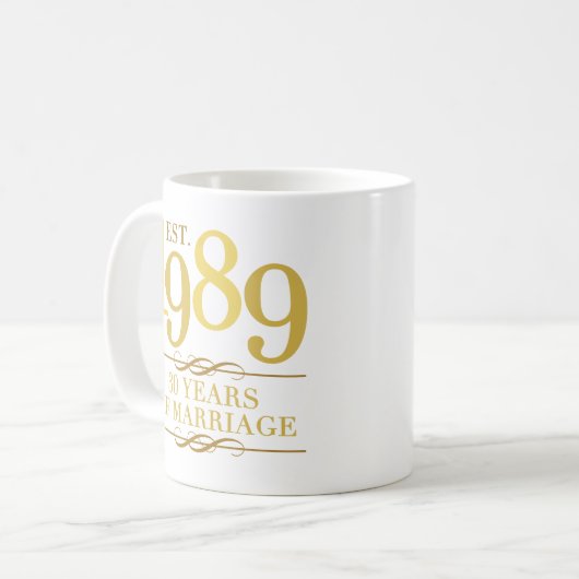 Est. 30. Hochzeitstag 1989 Kaffeetasse (Vorderseite Links)