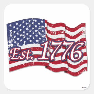 Est. Flag 1776 USA - Not leidend Quadratischer Aufkleber