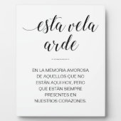 Esta Vela Arde Wedding Memorial auf Spanisch Fotoplatte (Vorderseite)