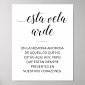 Esta Vela Arde Wedding Memorial Sign in Spanisch Poster (Vorne)