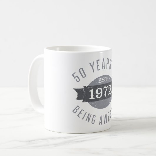 Established 1972 50th Birthday Kaffeetasse (Vorderseite Links)
