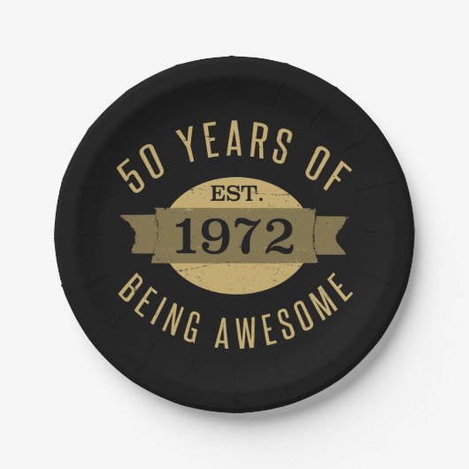 Established 1972 50th Birthday Pappteller (Vorderseite)