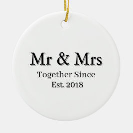 Established Year Modern Personalized Couple  Keramik Ornament