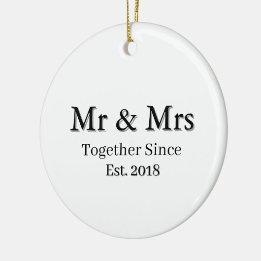 Established Year Modern Personalized Couple  Keramik Ornament (Links)