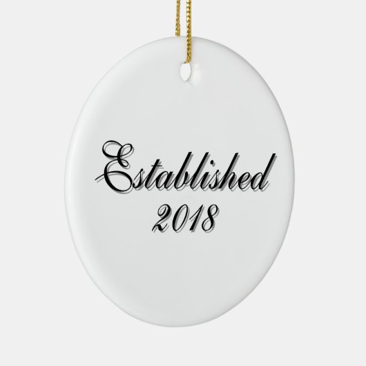 Established Year Personalized Couple Design Keramik Ornament (Rechts)