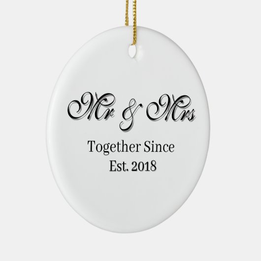 Established Year Personalized Couple Design Keramik Ornament (Rechts)