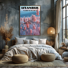 Estambul: Arte de Línea con coordenadas. Poster