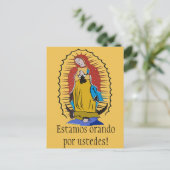 Estamos orando por ustedes! Jungfrau Guadalupe Postkarte (Stehend Vorderseite)