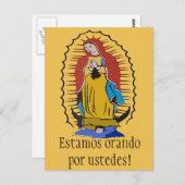 Estamos orando por ustedes! Jungfrau Guadalupe Postkarte (Vorne/Hinten)