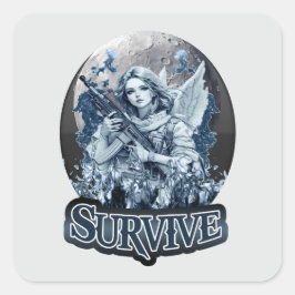 Estampa Anjo – Cyberpunk Guardian Angel - Adesivo Quadratischer Aufkleber