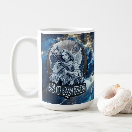 Estampa Anjo – Cyberpunk Guardian Angel - Caneca Kaffeetasse (Mit Donut)