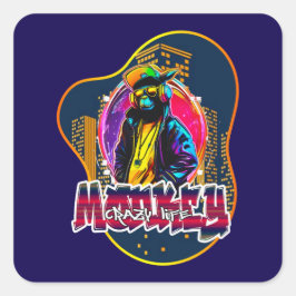 Estampa Graffiti Art Monkey Rap Hip Hop - Adesivo Quadratischer Aufkleber
