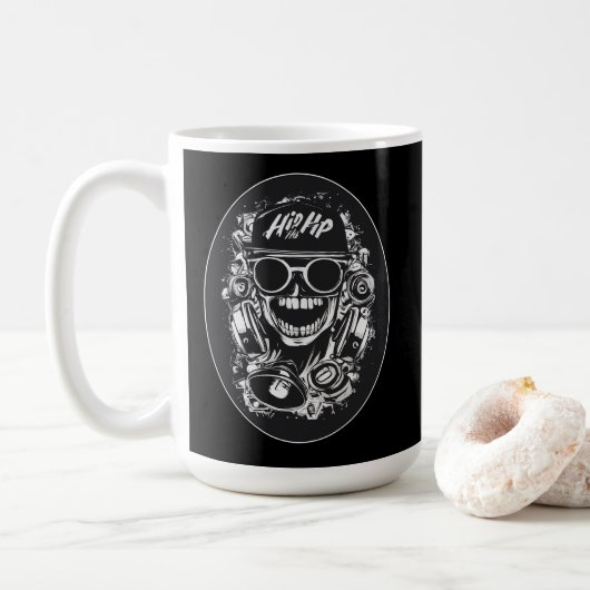 Estampa Hip Hop - Hip Hop Skull Vibes - Caneca Kaffeetasse (Mit Donut)