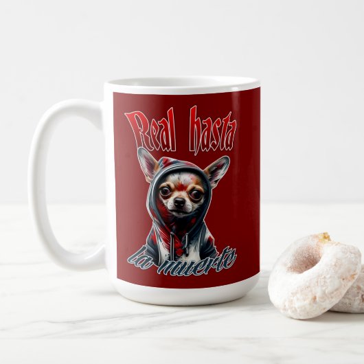 Estampa Hip Hop - Real Hasta La Muerte - Caneca Kaffeetasse (Mit Donut)