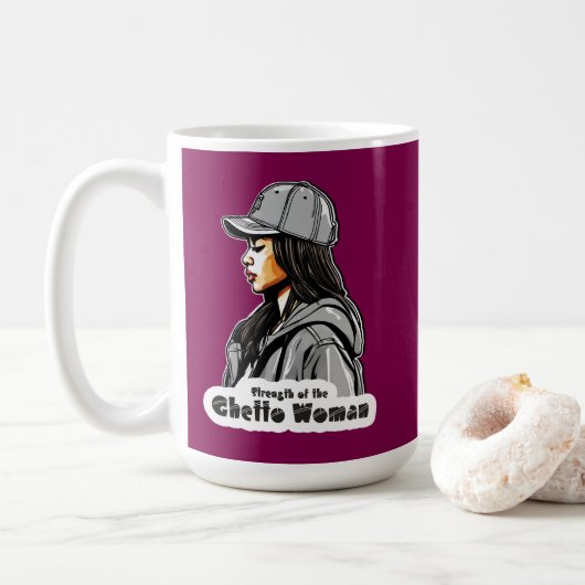 Estampa Hip Hop - Strength of Woman - Caneca Kaffeetasse (Mit Donut)