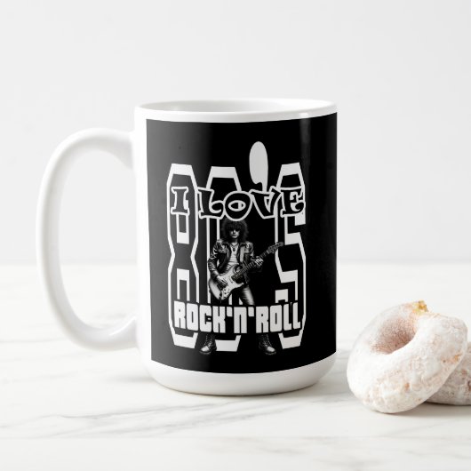 Estampa Rock - I Love 80s Rock’n’Roll – Caneca Kaffeetasse (Mit Donut)