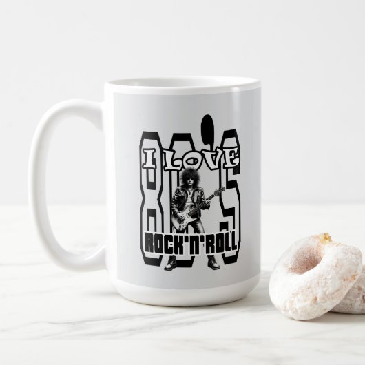 Estampa Rock - I Love 80s Rock’n’Roll – Caneca Kaffeetasse (Mit Donut)