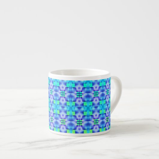Estampado de formas azuis chamativos e verde claro espressotasse (Vorderseite Rechts)