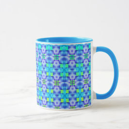 Estampado de formas azuis chamativos e verde claro tasse