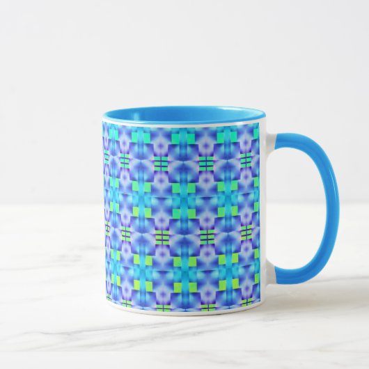 Estampado de formas azuis chamativos e verde claro tasse (Rechts)
