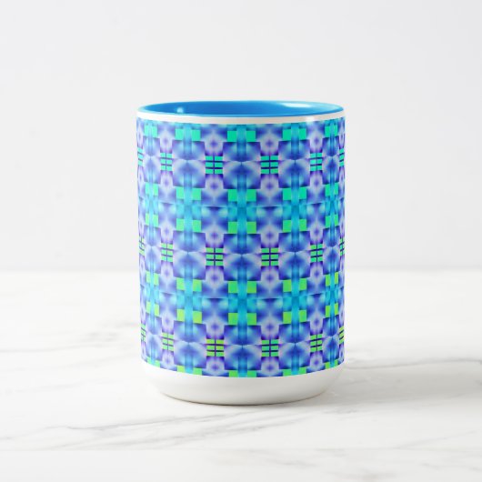 Estampado de formas azuis chamativos e verde claro zweifarbige tasse (Mittel)