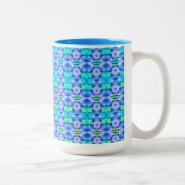 Estampado de formas azuis chamativos e verde claro zweifarbige tasse