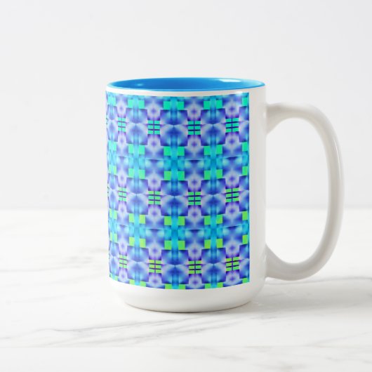 Estampado de formas azuis chamativos e verde claro zweifarbige tasse (Rechts)