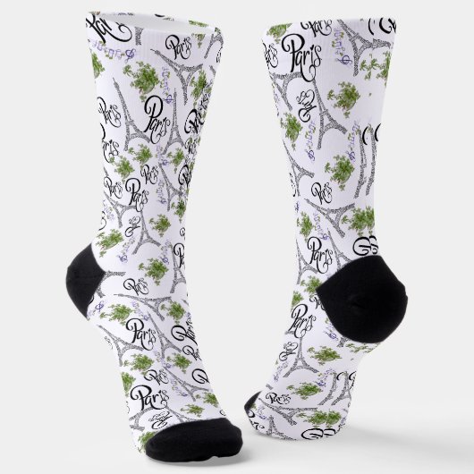 estampado integral de parís con flores socken (Gewinkelt)