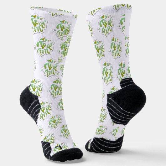 estampado integral te amo en verde socken (Gewinkelt)