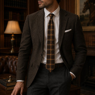 Estate Herbst Heritage Plaid Luxus Braun Camel Krawatte