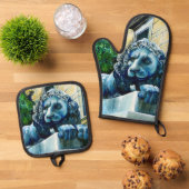 Esteemed Feline Ofenhandschuh & Topflappen-Set (Oben Unten)